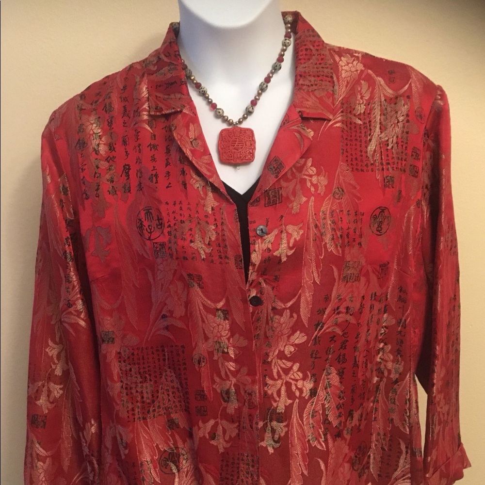 EUC CHICO’S WOMEN’S SIZE 3 ASIAN MOTIF JACKET